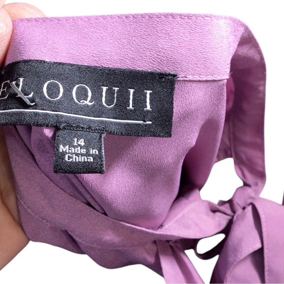 Eloquii Blouse Woman's Long Sleeve Ruffle Bow Tie Size 14 EUC - Picture 4 of 4